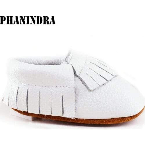 White Genuine Leather Leather Newborn Baby Boy Girl Baby Moccasins Moccs Shoes Bebe Fringe Soft Soled Non-slip Footwear Crib