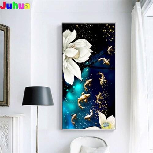 Chinese Style koi fish DIY Diamond Painting Stitch kit Diamond Mosaic lotus landscape Diamond embroidery gift home decor