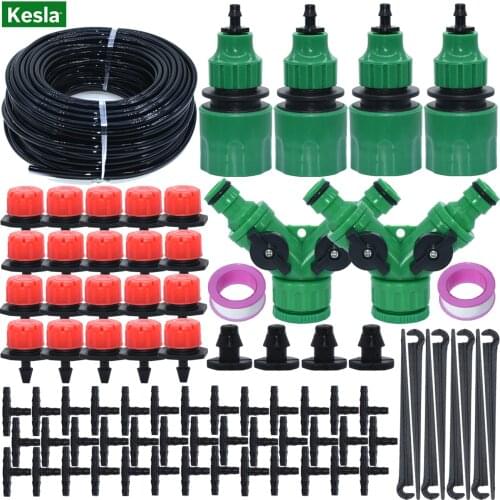 KESLA 5M-50M Garden Water Drip Irrigation Kits Watering Adjustable Drippers Dropper Emitter Water System for Greenhouse