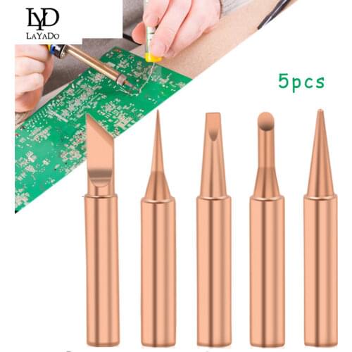 5pcs 900M-T Pure Copper Soldering Iron Tip Internal Heating Lead-Free Solder Tips Welding Head BGA Soldering Tools Branding Iron