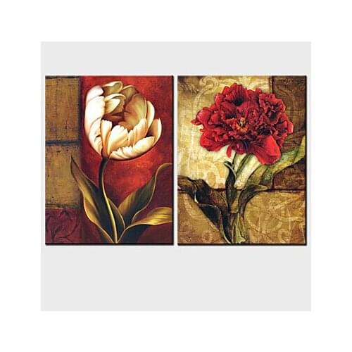 2pcs Hand Painted Modern Canvas Wall Painting Flower Oil Painting-Floral canvas Wall Picture for Living Room, Bedroom