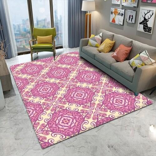 Non-slip Bohemian Mandala Style Floral Pattern Rug Floor Mat Living Room Balcony Bathroom Kitchen Living Room Bedroom Carpet