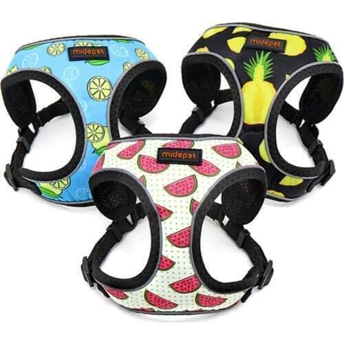 Nylon Reflective Dog Cat Harness Vest Printed French Bulldog Harness Puppy Small Medium Dogs Cats Harness For Chihuahua Walking