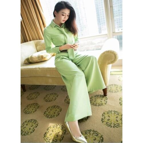 S-3Xl High Quality 2020 Summer And Autumn New Solid Color Fabric Slim Shirt Wide Leg Pants Suit Gift Tie And Belt Free Shipping