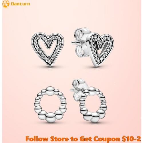 New 925 Sterling Silver Sparkling Heart Shape Stud Earrings ever Women Stud Earrings Jewelry