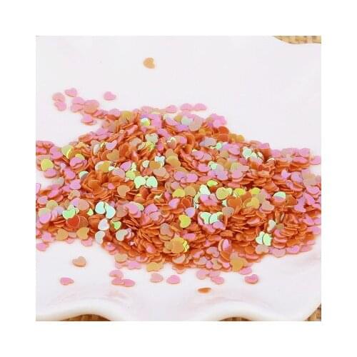 30g 3mm Heart Sequins Nail Art Flat Loose Sequins Glitter Paillettes Wedding Craft Kids DIY Accessories Orange AB