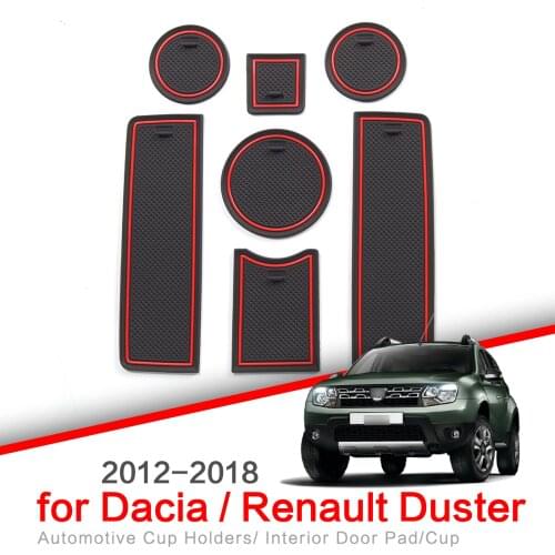 ZUNDUO Anti-Slip Gate Slot Cup Mat for Renault Duster for Dacia 2012- 2018 Accessories Car Door Pad Non-Slip Rubber Coaster Mats