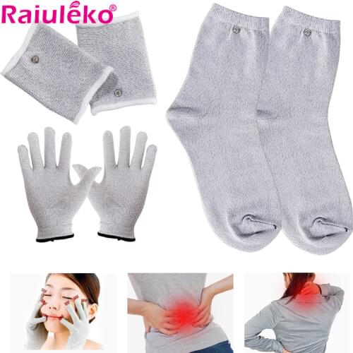 Conductive Silver Fiber TENS/EMS Electrode Massage Gloves / Socks / Wrist Electrotherapy Unit For Physical Therapy Dropshipping
