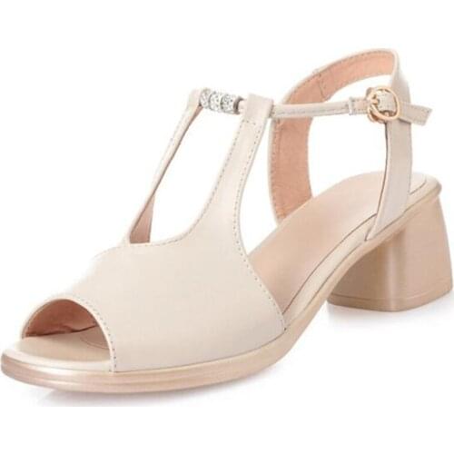 Fish Mouth Rhinestone Concise Genuine Leather Sandals 2020 Summer Fashion Sandals Non-slip Wear High Heel Sandals Women Sandals