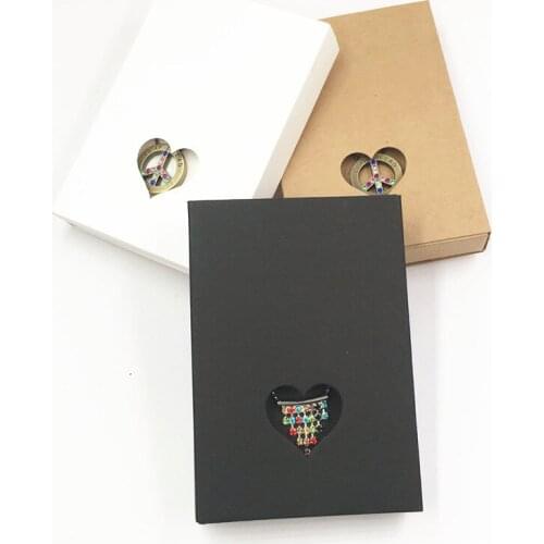 60set paper drawer jewelry box with hollow heart,packing necklace/chain/eardrop/pendant jewelry accessories set carry case