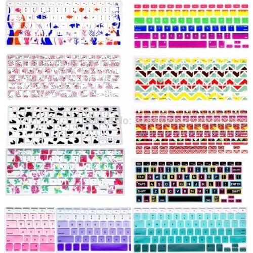 Silicone Keyboard Cover Flower Decal Rainbow Keypad Skin Protector For Apple Mac Macbook Pro 13 15 17 Air 13 Retina 13 US layout