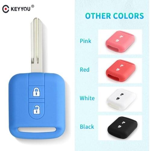KEYYOU 10X Car Key Flat Square Silicone Case For Nissan Qashqai Micra Navara Almera Note Fob Rubber Cover 2 Button remote key