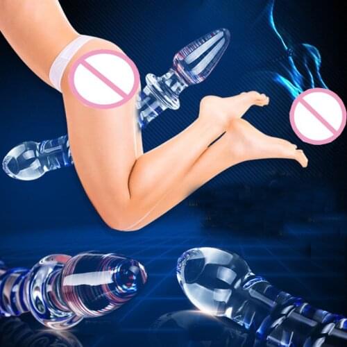 HOWOSEX waterproof Glass Dildo Crystal Masturbator Female man Erotic Vaginal Anal butt plug beads SexToy Glass Wand Stimulation