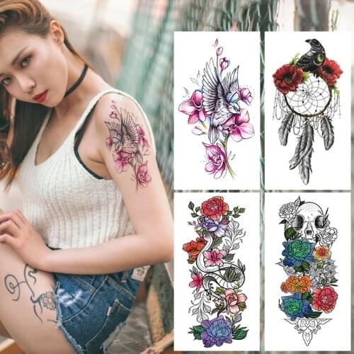 Waterproof Temporary Tattoo Sticker Wolf Tiger owl eyes Tattoos Moon Bird Skull Body Art Arm Fake Sleeve Tatoo Women Men