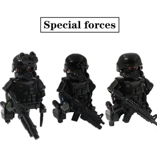 WW2 Military Figures Weapons Gun Special Forces Parts Building Blocks Modern Soldiers Accessories Bricks City Police SWAT Toys