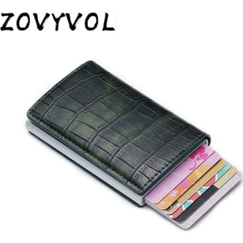ZOVYVOL Anti Thief Men Credit Card Holder Blocking Rfid Minimalist Wallet Bag Leather Business id Cardholder Metal Purse