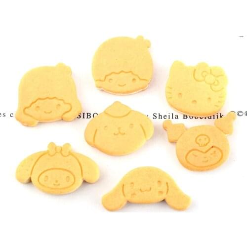 20Pcs Cartoon Biscuits Flat back Resin Cabochon Simulation Food Embellishments Craft Phone Decoration DIY Scrapbook Accessories