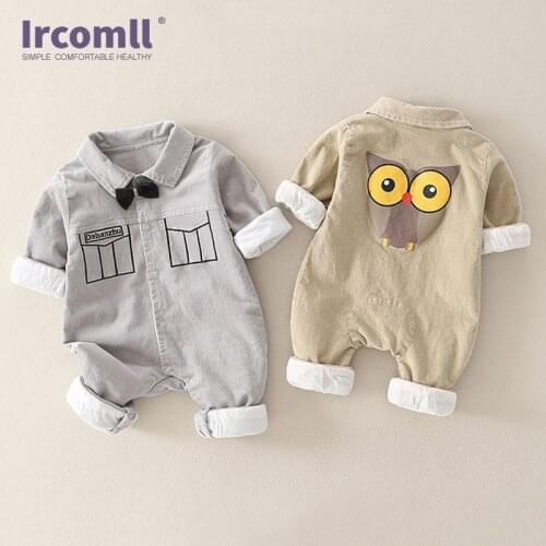 2020 New Autumn Newborn Baby Boy Clothes Casual Infant Romper Gentleman Bow tie Cartoon Owl Jumpsuit Outfit Clothing