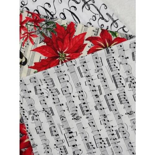 3pcs 30x25cm Music Note Stave Flower Bird Letter love Faith Heart Cross Christmas Plain Cotton Fabric Bundle DIY Patchwork