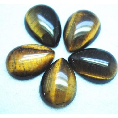 5pcs nature tiger eye stone cabochons teardropwater shape 18x25mm natural gem stone for pendants making free shipping hot sells