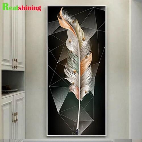 DIY Diamond Painting Abstract Color feather art, Black and white, diamond Embroidery 5d mosaic Diamond hand needlework N1725