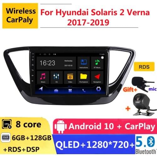 6G RAM 2 din android 10 car radio auto stereo for Hyundai Solaris 2 Verna 2017 2018 2019 navigation GPS DVD Multimedia Player