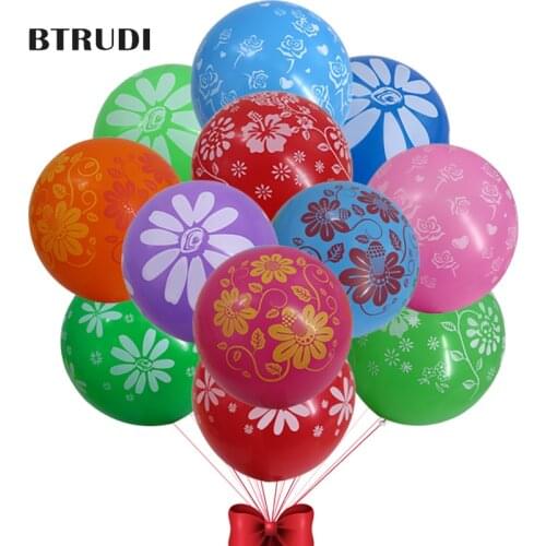 BTRUDI 30/50pcs/lot Coloured printed balloons 100% latex flowers balloon children toy balloons birthday party decoration