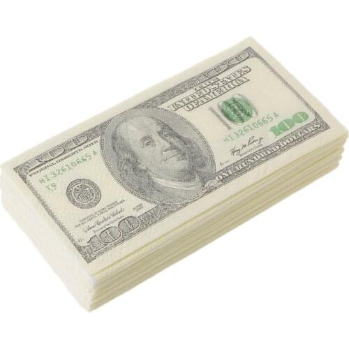 100$ Dollars Napkin US Dollar Bill Money Paper Towel Party Tricky Gift 9pc Disposable Napkins Wedding Party Birthday Decoration