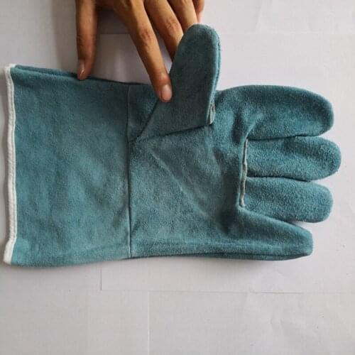 Household gloves reinforced cowhide heat-resistant anti-scalding thick wear-resistant full cowhide