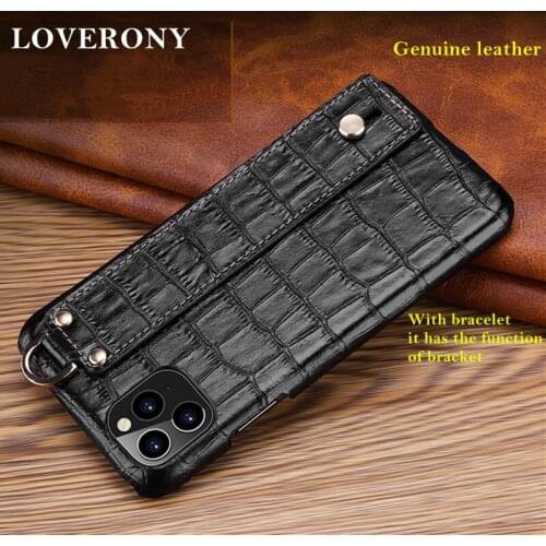 LOVERONY Case For Apple iPhone X XR XS MAX With Wrist Support Protective Cover For iPhone 11 PRO Cowhide Leather Business Case