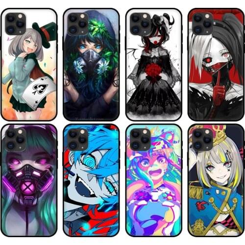 Black tpu case for iphone 5 5s se 2020 6 6s 7 8 plus x 10 XR XS 11 12 mini pro MAX back cover anime art
