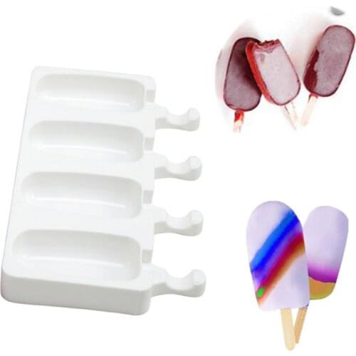 Eco-Friendly Creative 4 Mini Silicone Resin Popsicle Mold Ice Cream Cake Molds Kitchen Gadgets Dining Bar Accessories