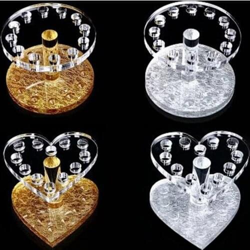 Hot Sale Nail thickening/thin acrylic pen holder gold and silver heart-shaped pen holder round pen holder for nail tool storage