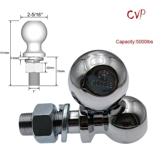 Chrome Tow Ball 2-5/16"(58.7mm), 1" shank dia. Trailer Hitch Towball Capacity 5000lbs, trailer parts,trailer coupling towball