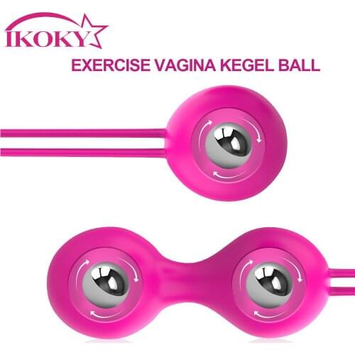 IKOKY 2Pcs/Set Silicone Kegel Ball Ben Wa Ball Vaginal Geisha Ball Vagina Tightening Exercise Vagina Massage Vibrator Sex Toys