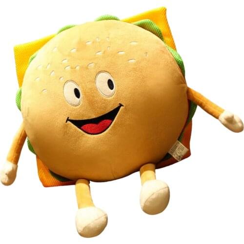 Simulation Hamburger Plush Office Cushion Cute Burger Spoof Pillow Hand Warmer Padded Toy Pendant Birthday Gift