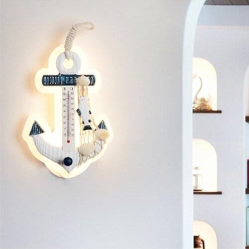 Creative led lamp childrens bedroom studyroom wall lamp Mediterranean anchor wall light cartoon fashion style personality lamp