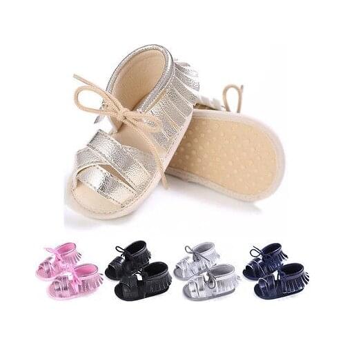 Summer Baby Girls Kids Tassel Anti-Slip Crib Shoes Soft Sole Prewalkers