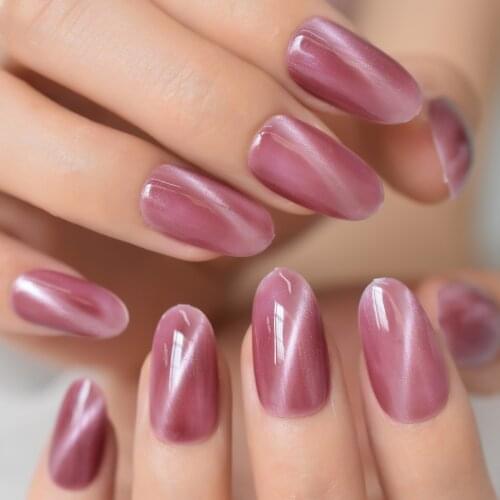 Pre design Magic Cat Eye Nail Gel Full Cover False Nails Press on Chameleon Manicure Handmade Fake Daily Finger Wear Nail Tips