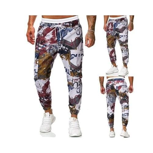 2021Spring and Autumn New Mens Casual Pants Fashion Printed Overalls Running Sports Men Clothing Streetwear Men Cargo Pants