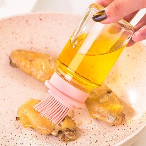 Food Grade Silicone Barbecue Oiler With Brush Container Baking Barbecue Organizer Accessories For Kitchen Makers Cake Brush Oil