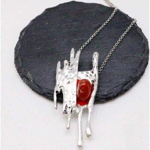 Simple Pendant Design Red Natural Stone Necklace Ethnic Accessories For Women