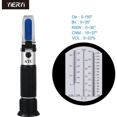 New Portable Oechsle Brix Refractomete 5-22% VOL 0~35% Brix 0~150 Oe Oechsle 0~30 KMW Refractometer wine Fruit Juice Brew
