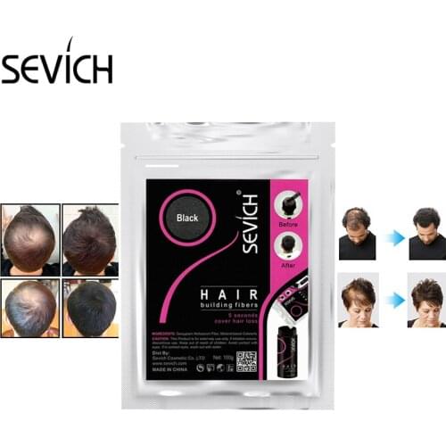 Sevich 25g/100g Hair Fibers Keratin Hair Loss Building Fiber Hair Loss Concealer Instant Wig Regrowth Powders Black 10 Color