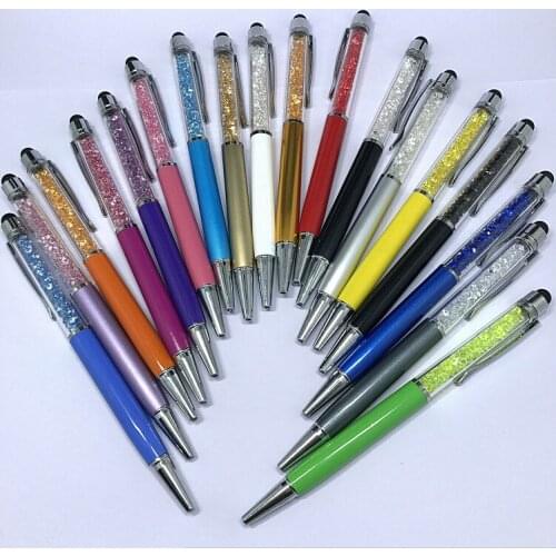 Crystal diamond capacitive Touch screen dual use ballpoint Crystal Ballpoint Pen Creative Stylus Pen Ballpen ink Black blue