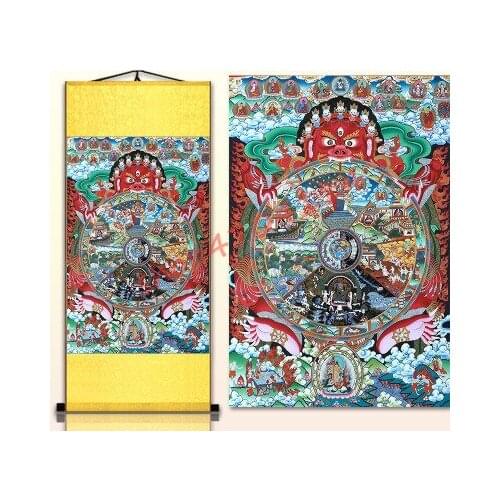 Six reincarnations twelve causes, life and death reincarnation, silk scroll hanging