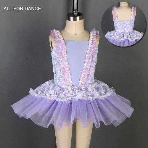 Lilac Ballet Dance Tutu Lace Dress for Kids Stage Performance Leotard Dress Child Dance Costumes Dance Wear 15303