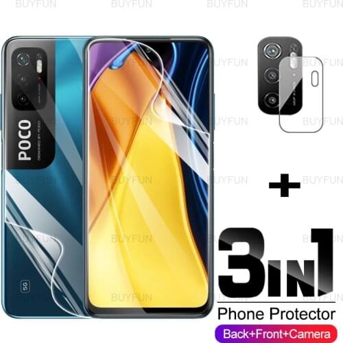 Front Back Hydrogel Soft Film For Xiaomi Poco M3 3in1 screen protector for poco poxo poko m3 m 3 pro m3pro 5g lens safety glass