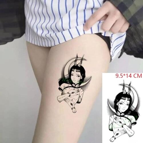 Waterproof Temporary Tattoo Sticker Moon Sexy Girl Big Eyes Fake Tatto Flash Tatoo Hand Size Art Tattoos for Women Men