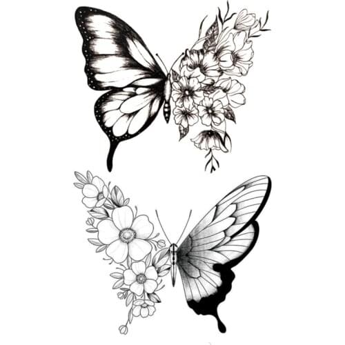 Waterproof Temporary Tattoo Stickers Butterfly Planet Feather Design Tattoo Children Black Body Art Fake Tattoos for Men Women